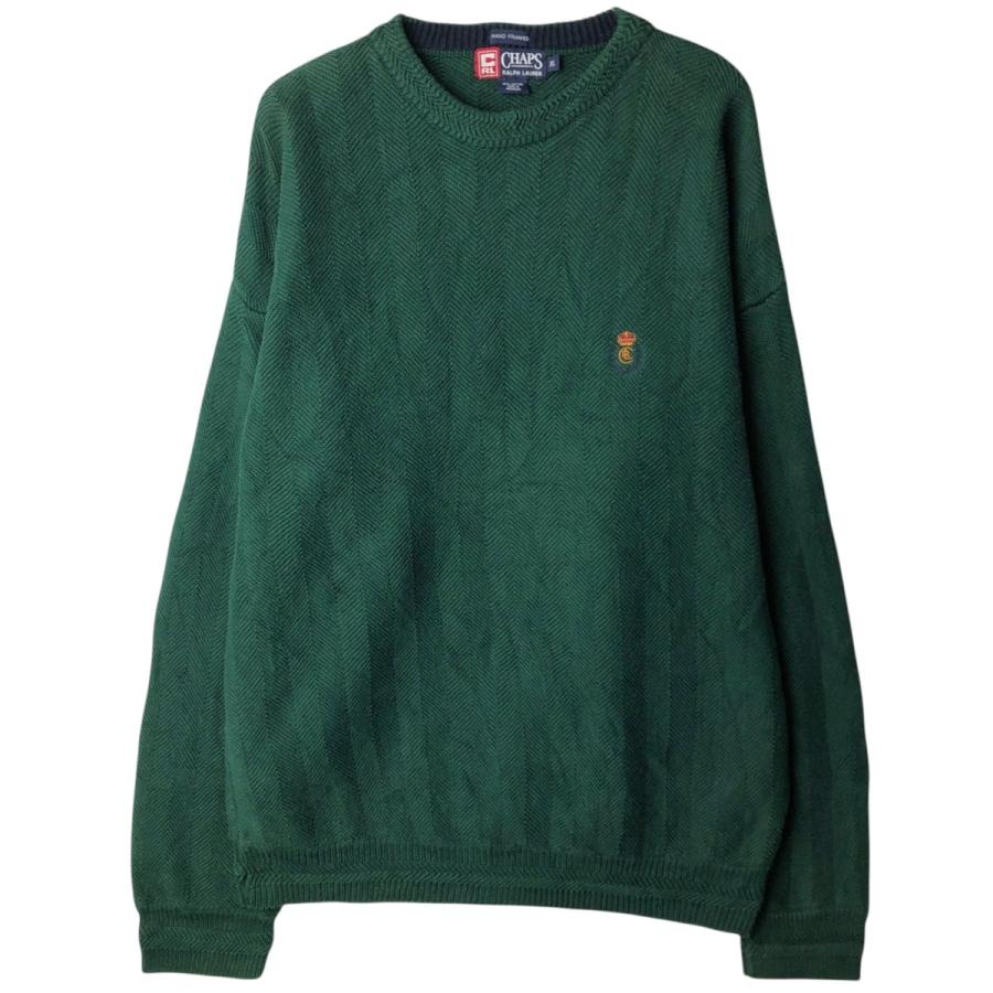 古着 ラルフローレン Ralph Lauren CHAPS チャップス HAND FRAMED ヘリンボーン コットンニットセーター メンズXL相当/eaa627480 古着 ラルフローレン Ralph Lauren CHAPS チャップス HAND FRAMED