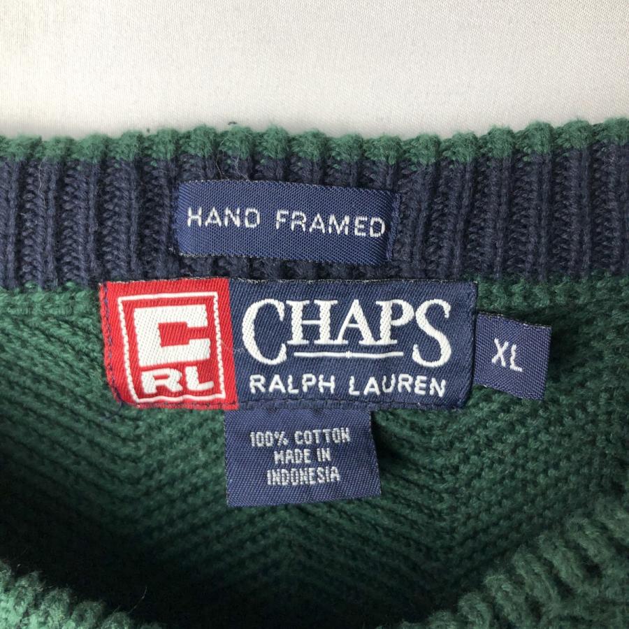 古着 ラルフローレン Ralph Lauren CHAPS チャップス HAND FRAMED ヘリンボーン コットンニットセーター メンズXL相当/eaa627480 古着 ラルフローレン Ralph Lauren CHAPS チャップス HAND FRAMED