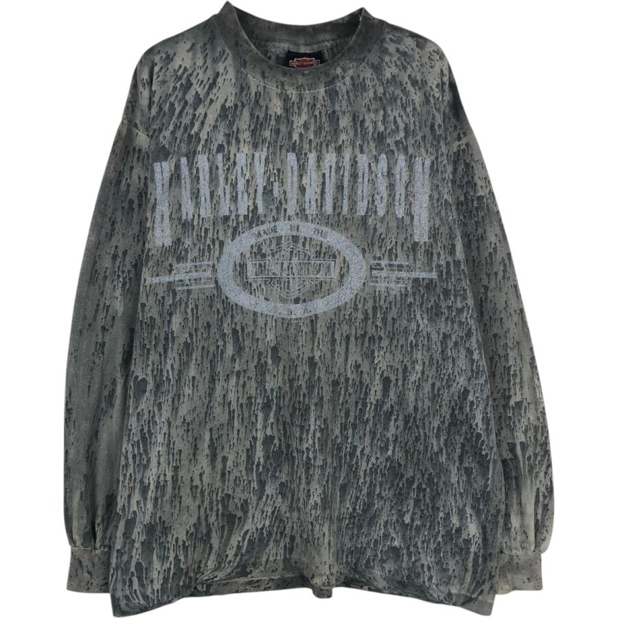 古着 ハーレーダビッドソン Harley-Davidson 総柄 ロングTシャツ ロンT