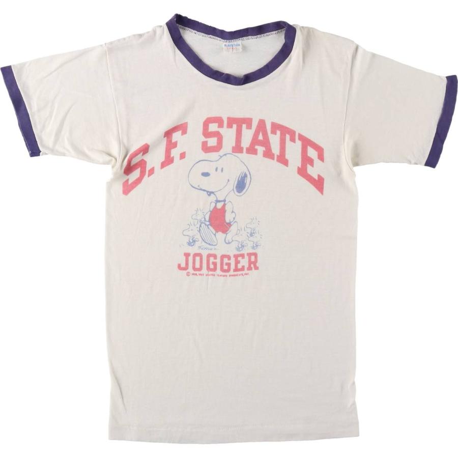 古着 70年代~ チャンピオン Champion バータグ SNOOPY スヌーピー カレッジ リンガーTシャツ レディースS相当 ヴィンテージ/eaa627974 Champion（チャンピオン） 古着 70年代~ バータグ SNOOPY スヌーピー