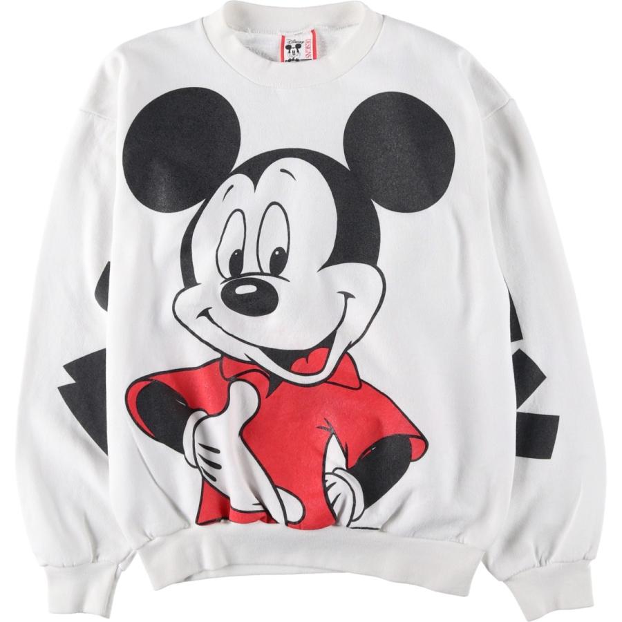 古着 90年代 ディズニー DISNEY MICKEY MOUSE ミッキーマウス 大判プリント キャラクタースウェットシャツ トレーナー USA製 メンズL相当 ヴィンテージ/eaa629130 古着 90年代 ディズニー ミッキーマウス 大判プリント キャラクター