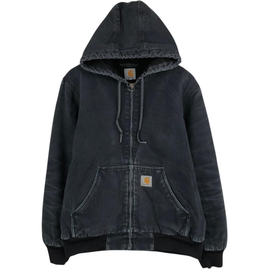 Carhartt アクティブジャケット ブラック L ダック地 パーカー 定番 Carhartt（カーハート） 古着 アクティブジャケット 中綿入り ダック
