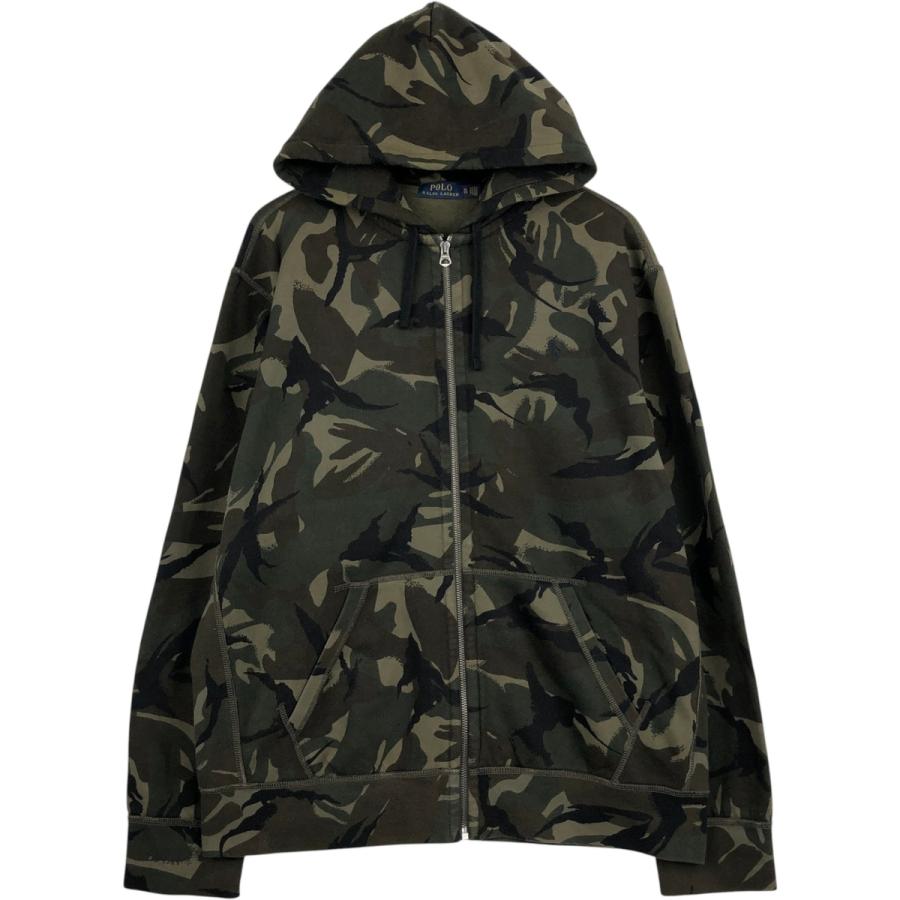 【美品×希少】ブラック迷彩 Ralph Lauren フルジップパーカー 短丈 古着 ラルフローレン Ralph Lauren POLO RALPH LAUREN 迷彩柄