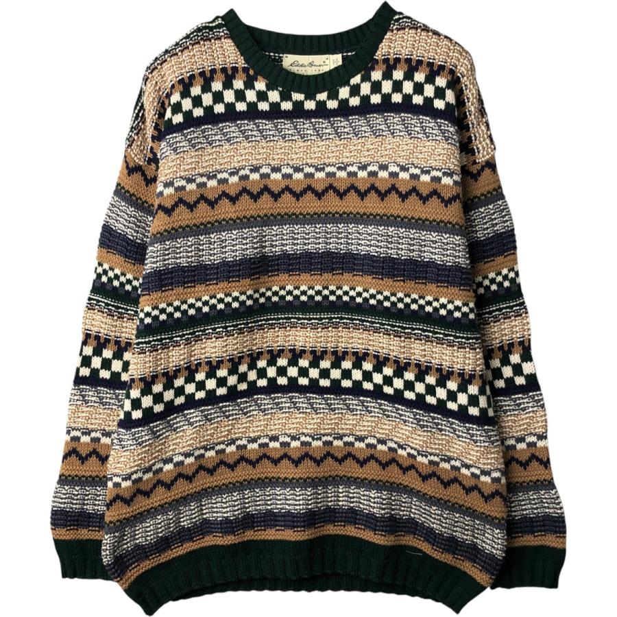 Eddie Bauer（エディーバウアー） 古着 総柄 コットンニットセーター