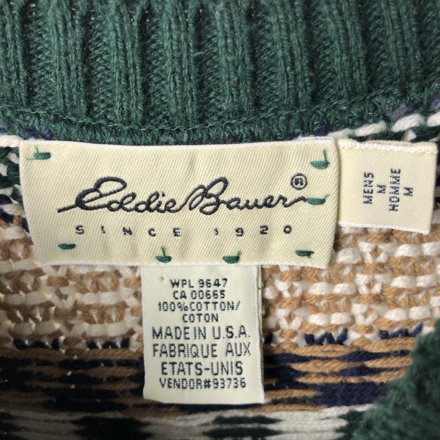 Eddie Bauer（エディーバウアー） 古着 総柄 コットンニットセーター