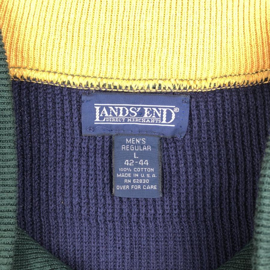 古着 90年代 ランズエンド LANDS'END ヘンリーネック コットンニット