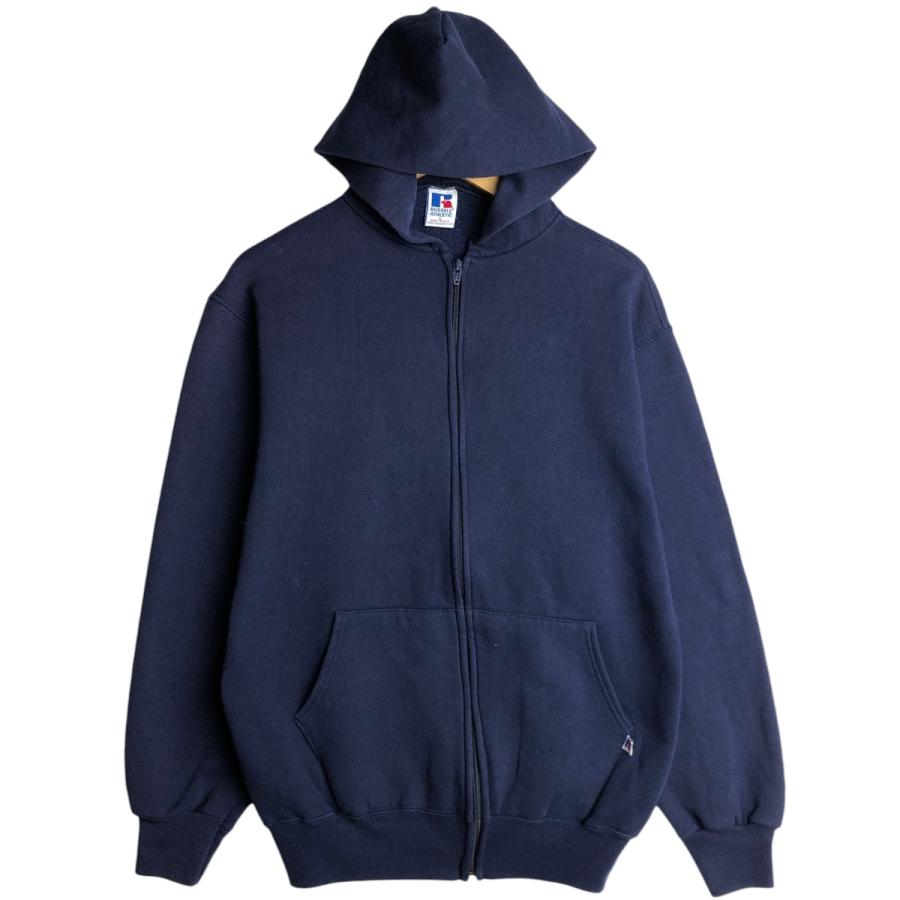 00s Russell ラッセルアスレチック無地スウェットパーカーXL古着 00年代 RUSSELL ATHLETIC ラッセル フルジップパーカー スウェット