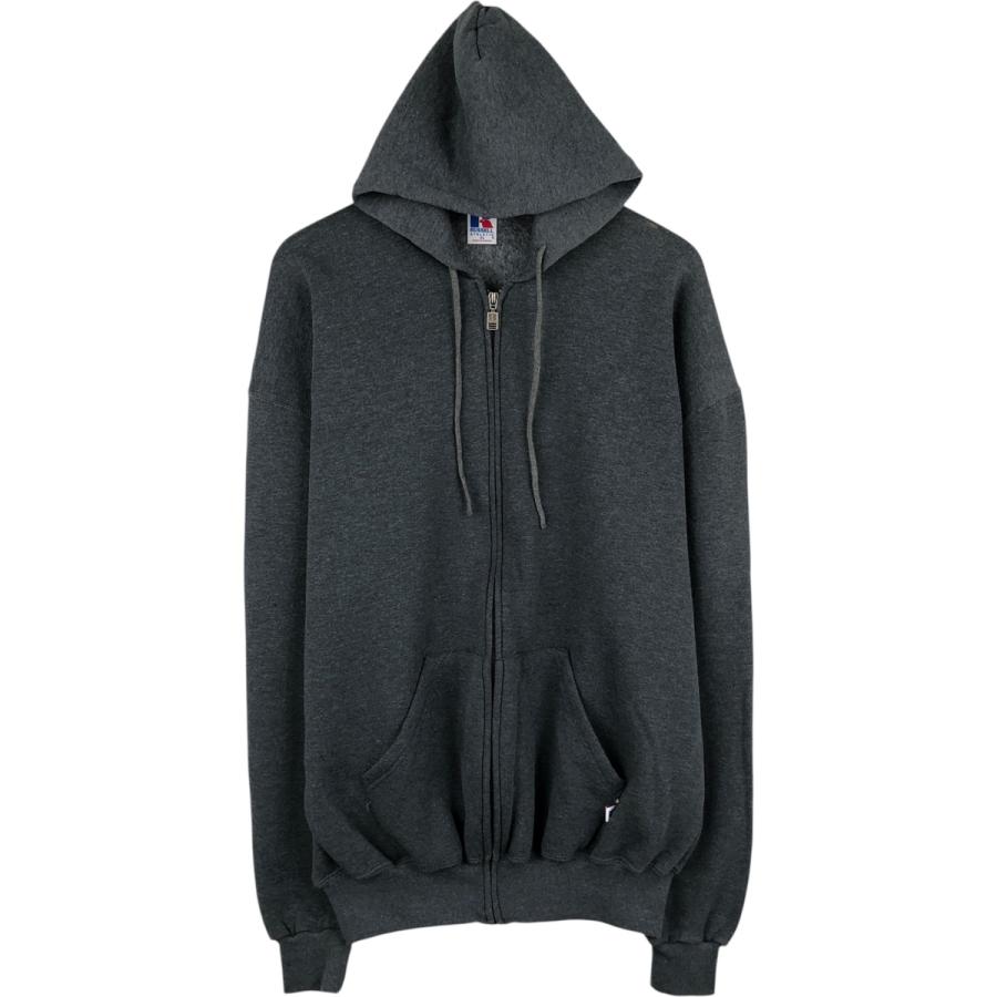 古*)様 XL 黒 USA製 ラッセル パーカー フルジップ 古着 ラッセル Russell ATHLETIC スウェットフルジップパーカー メンズ