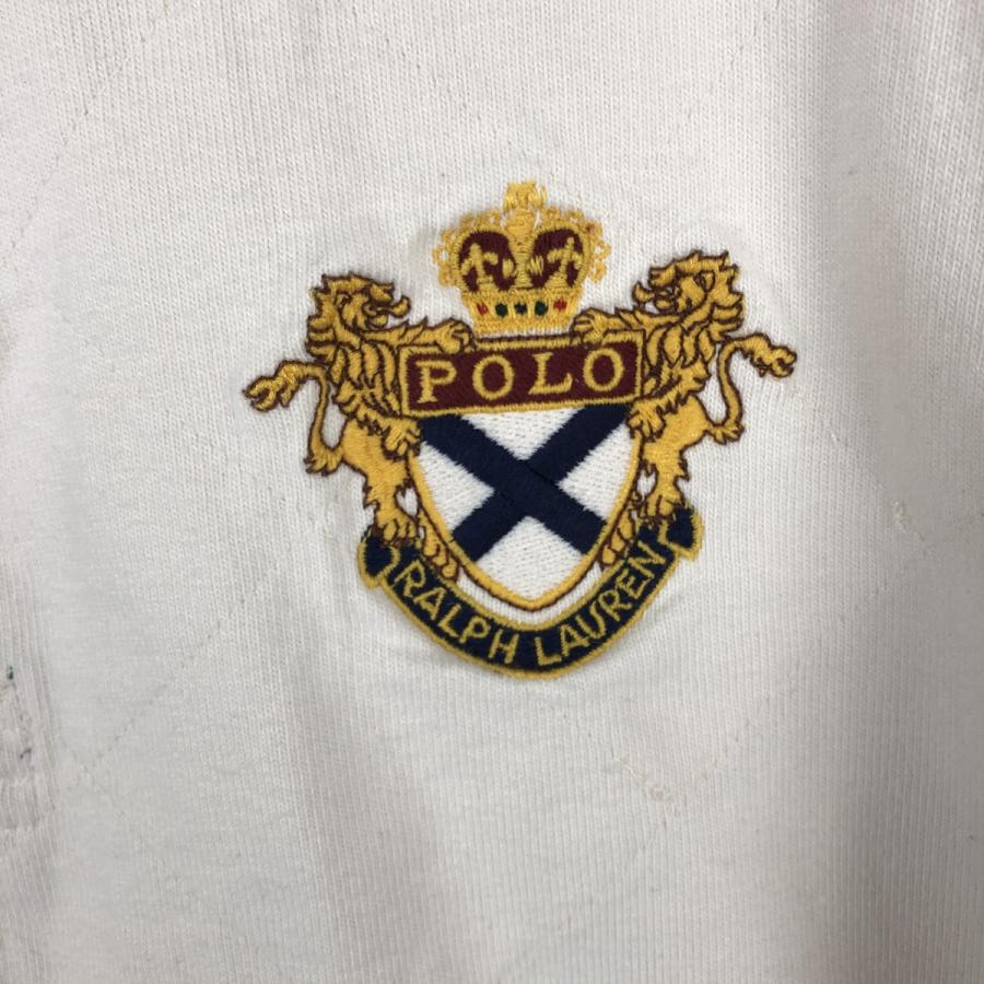 【美品】古着　ラルフローレン　ラガーシャツ　クレスト刺繍ワッペン　白・紺　M 古着 ラルフローレン Ralph Lauren POLO by 長袖 ラガーシャツ