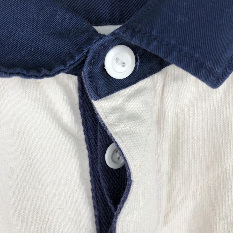 【美品】古着　ラルフローレン　ラガーシャツ　クレスト刺繍ワッペン　白・紺　M 古着 ラルフローレン Ralph Lauren POLO by 長袖 ラガーシャツ