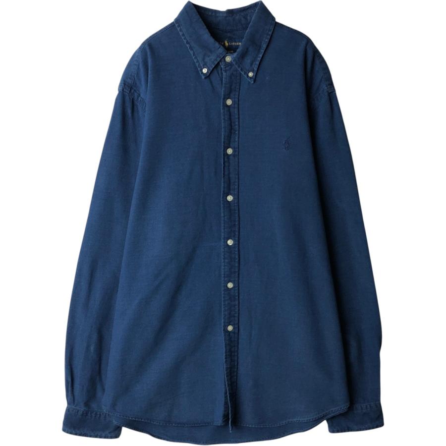 古着 ラルフローレン Ralph Lauren INDIGO OXFORD 長袖 ボタンダウンシャツ メンズL相当/eaa634484 古着 ラルフローレン Ralph Lauren INDIGO OXFORD 長袖 ボタンダウン