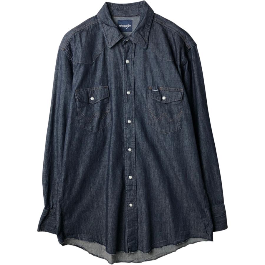 Wrangler（ラングラー） 古着 濃紺 長袖 デニムウエスタンシャツ 