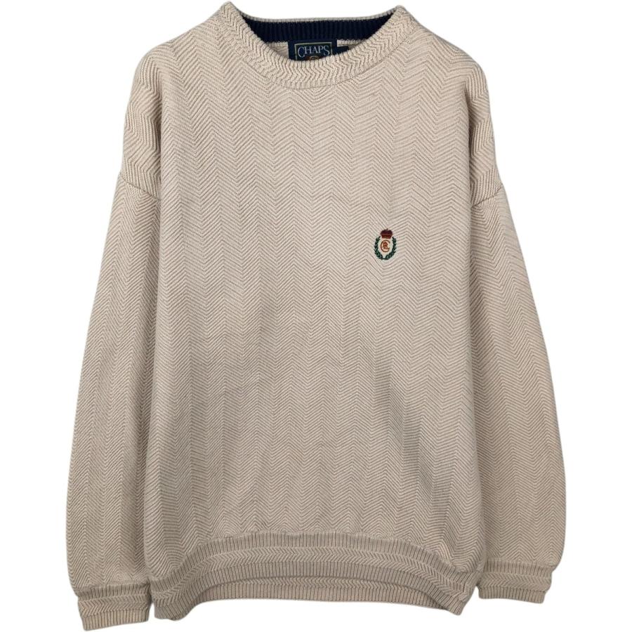 古着 ラルフローレン Ralph Lauren CHAPS チャップス ヘリンボーン コットンニットセーター メンズXL相当/eaa637144 古着 ラルフローレン Ralph Lauren CHAPS チャップス ヘリンボーン