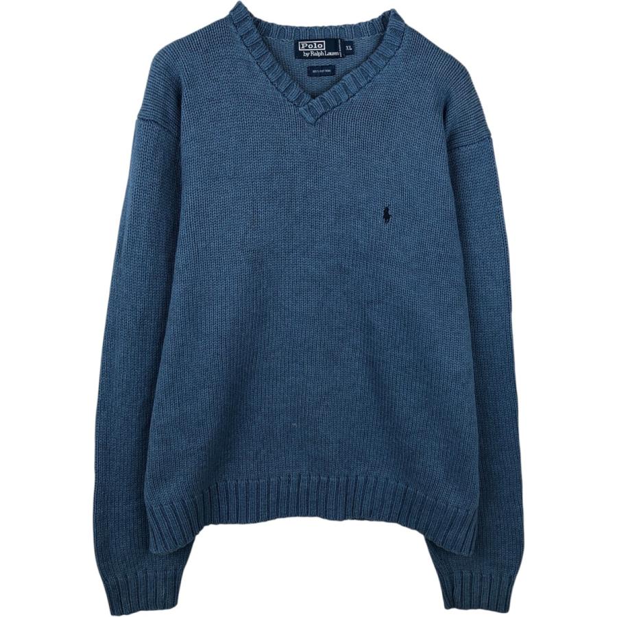古着 ラルフローレン Ralph Lauren POLO by Vネック コットンニット