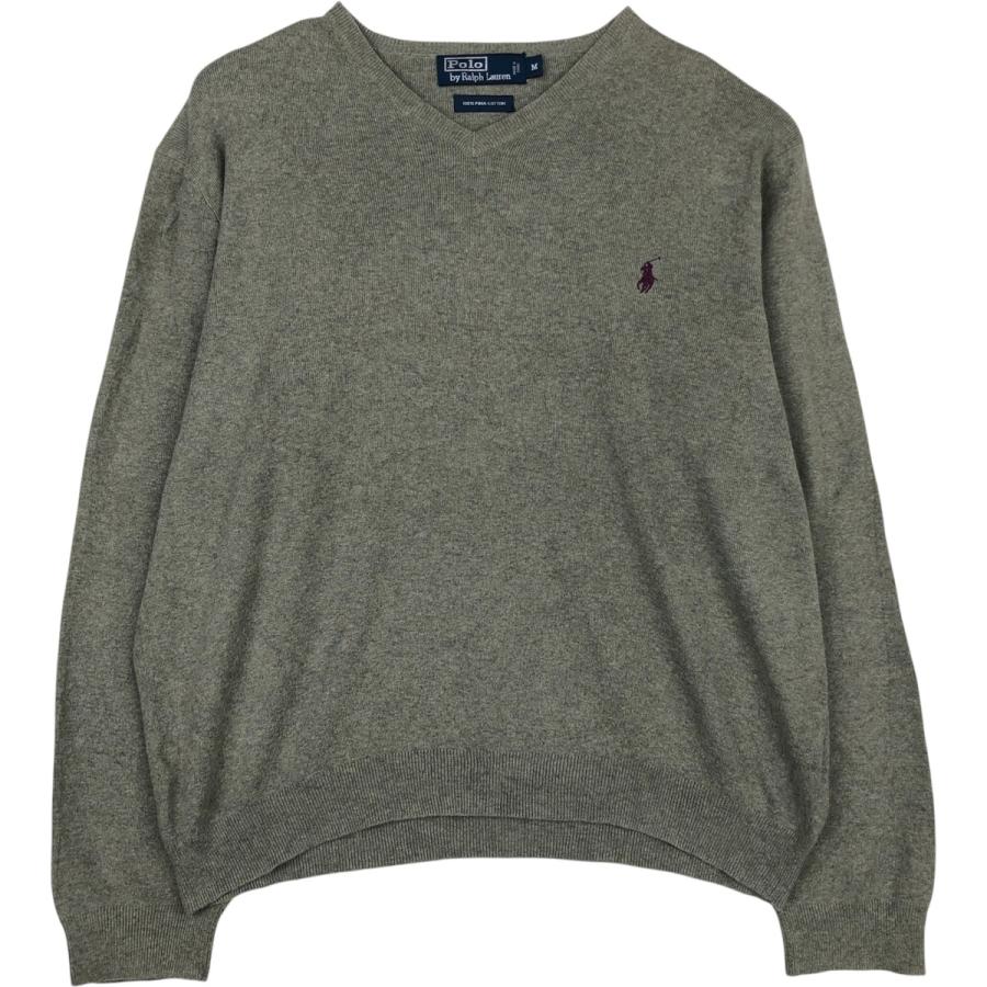 古着 ラルフローレン Ralph Lauren POLO by Vネック コットンニット