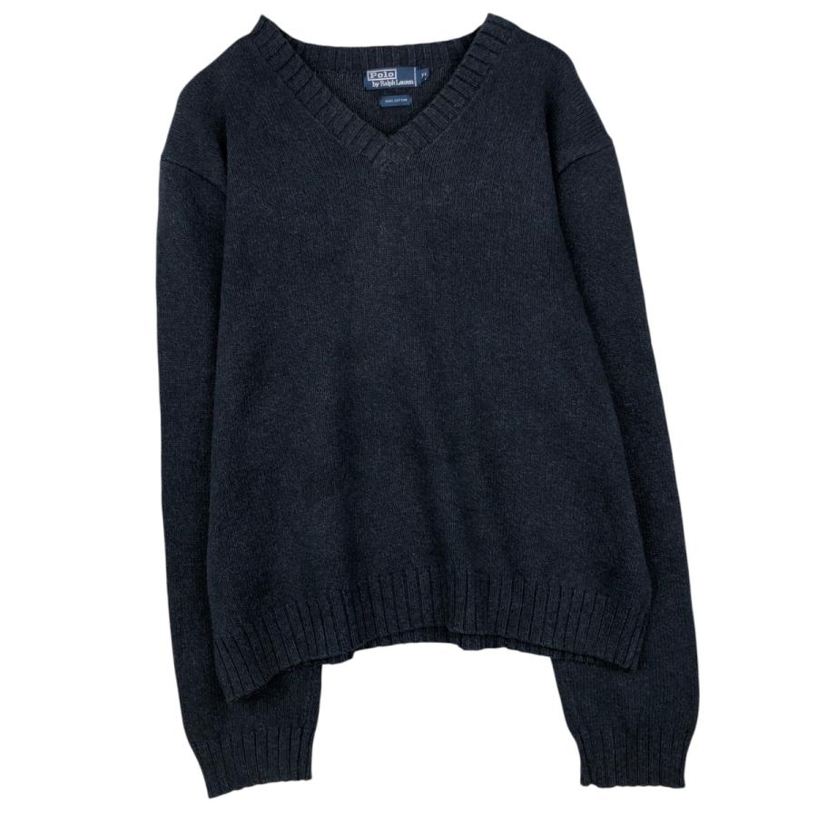 古着 ラルフローレン Ralph Lauren POLO by Vネック コットンニット