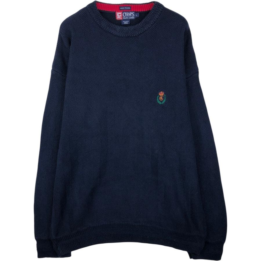 古着 ラルフローレン Ralph Lauren CHAPS チャップス ヘリンボーン コットンニットセーター メンズL相当/eaa637294 古着 ラルフローレン Ralph Lauren CHAPS チャップス ヘリンボーン