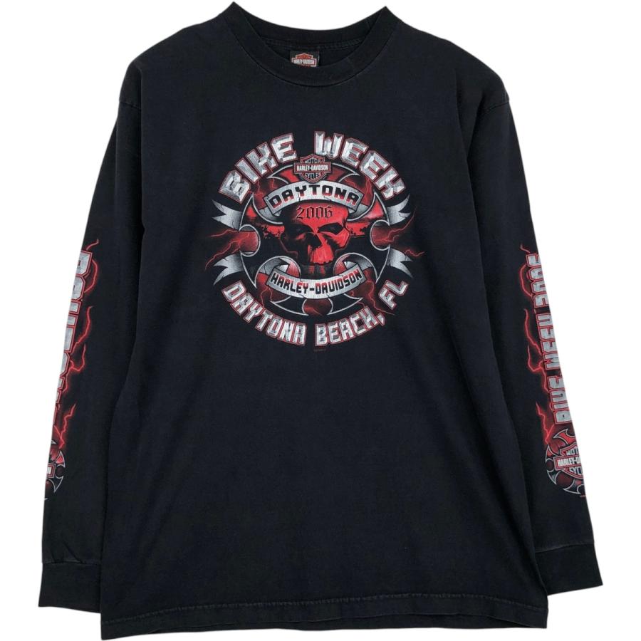 HarleyDavidson ハーレー 長袖Tシャツ ファイヤー 袖プリ 2XL 古着 ハーレーダビッドソン Harley-Davidson ファイヤーパターン