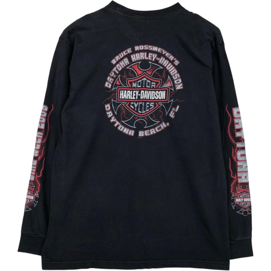 人気デザイン☆ハーレーダビッドソン ビッグロゴ ファイアーパターン ロンT XL 古着 ハーレーダビッドソン Harley-Davidson ファイヤーパターン