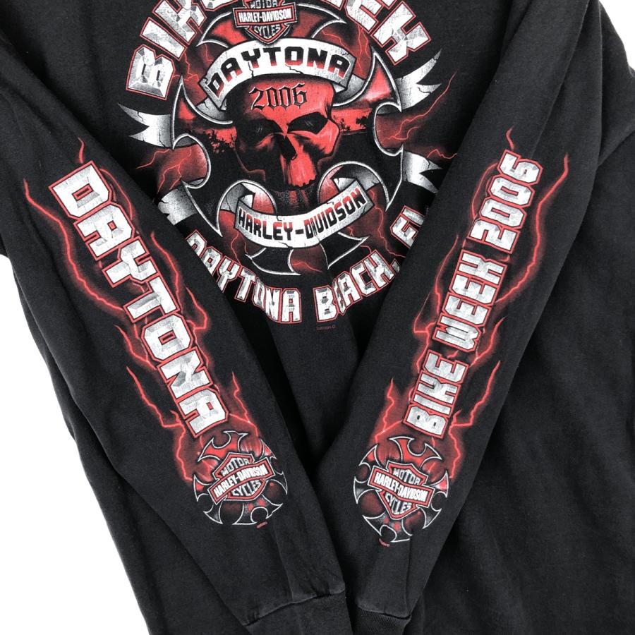 人気デザイン☆ハーレーダビッドソン ビッグロゴ ファイアーパターン ロンT XL 古着 ハーレーダビッドソン Harley-Davidson ファイヤーパターン