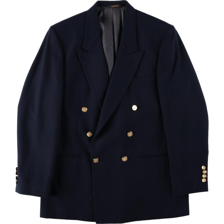 古着 Today's Man ダブルブレスト ピークドラペル 紺ブレザー