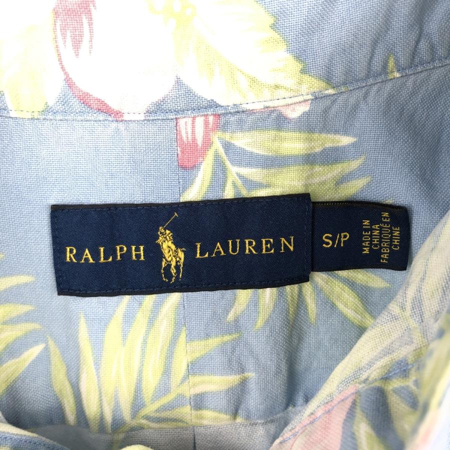 古着 ラルフローレン Ralph Lauren ハイビスカス柄 ハーフボタン