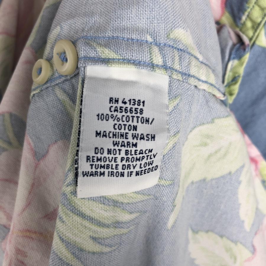 古着 ラルフローレン Ralph Lauren ハイビスカス柄 ハーフボタン
