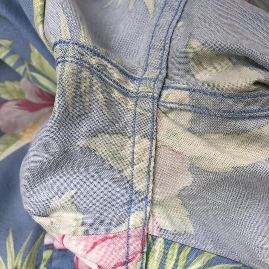 古着 ラルフローレン Ralph Lauren ハイビスカス柄 ハーフボタン