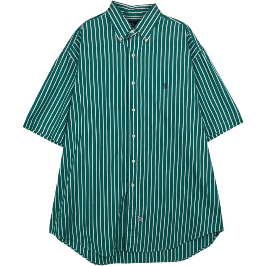 古着 ラルフローレン Ralph Lauren 半袖 ボタンダウン ストライプ 