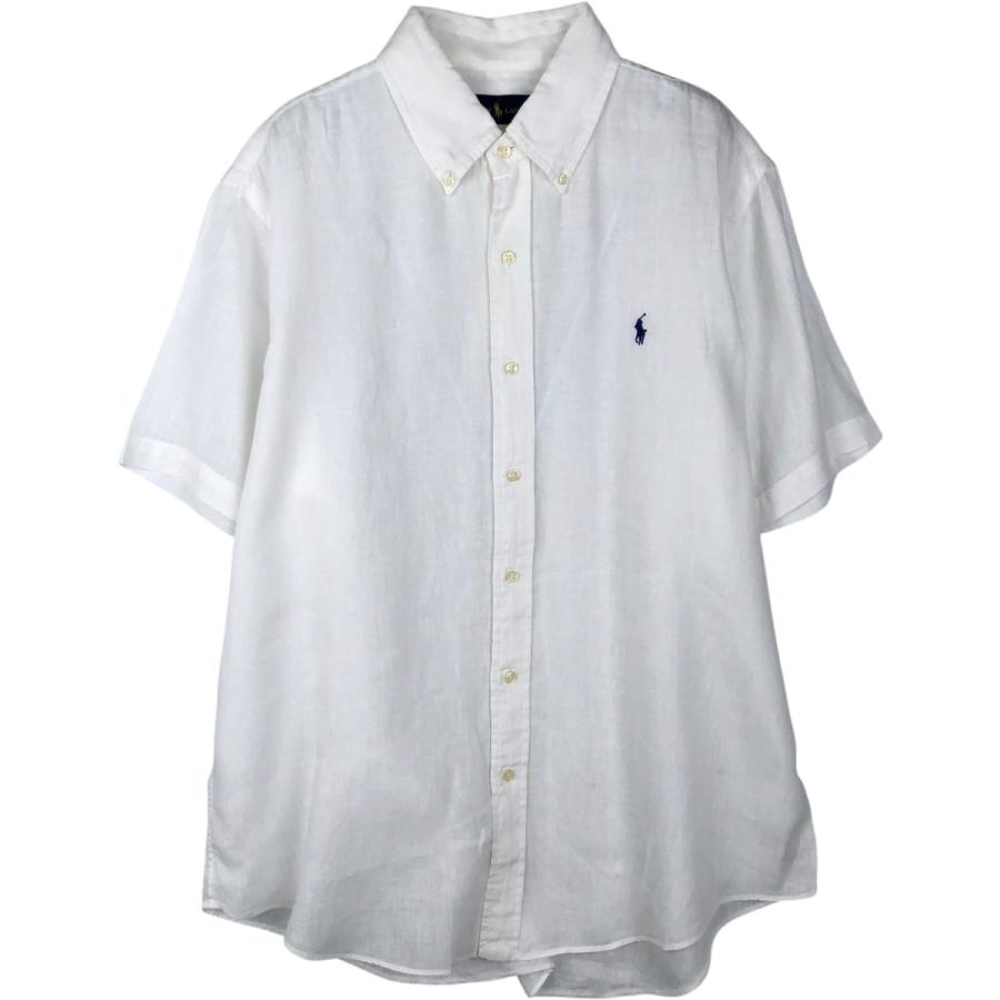 古着 ラルフローレン Ralph Lauren 半袖 リネン ボタンダウンシャツ