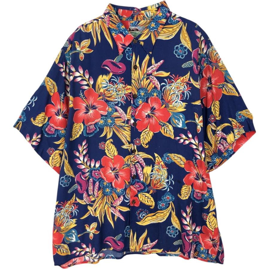 レインスプーナー アロハシャツ ハイビスカス柄 ダイヤモンドヘッドタグ XXL reyn spooner（レインスプーナー） 古着 80~90年代 ダイヤモンドヘッド