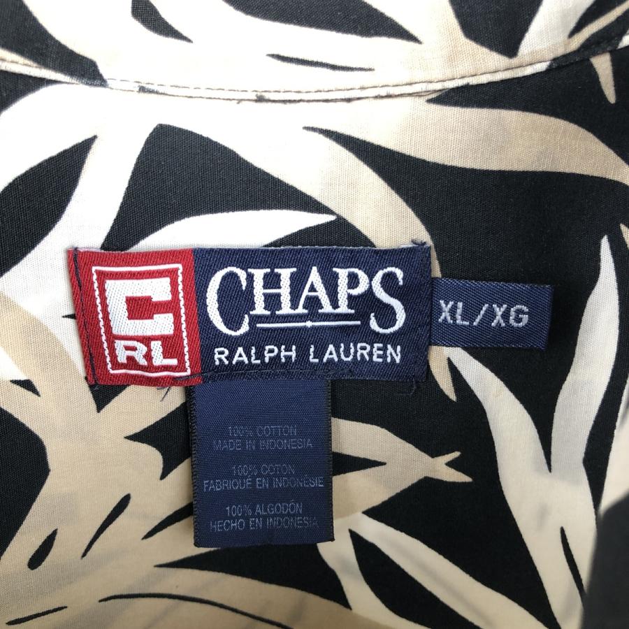 古着 ラルフローレン CHAPS チャップス 総柄 リーフ柄 オープンカラー