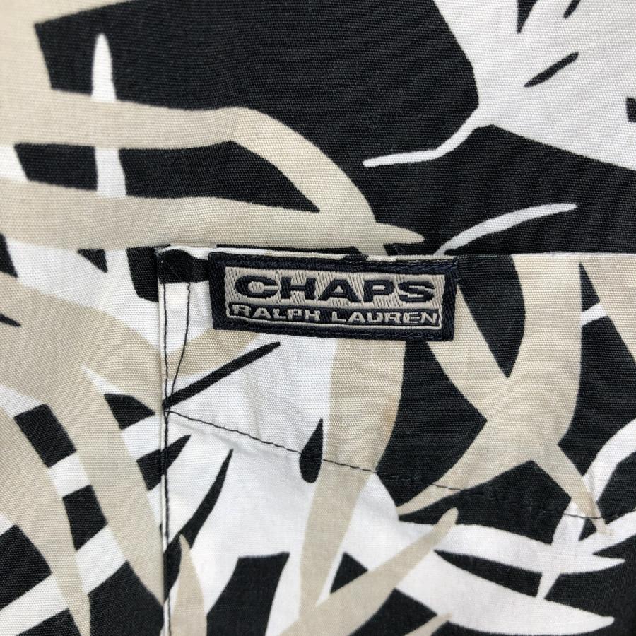 古着 ラルフローレン CHAPS チャップス 総柄 リーフ柄 オープンカラー