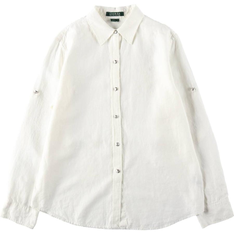 古着 ラルフローレン Ralph Lauren LAUREN ローレン 長袖 リネンシャツ 