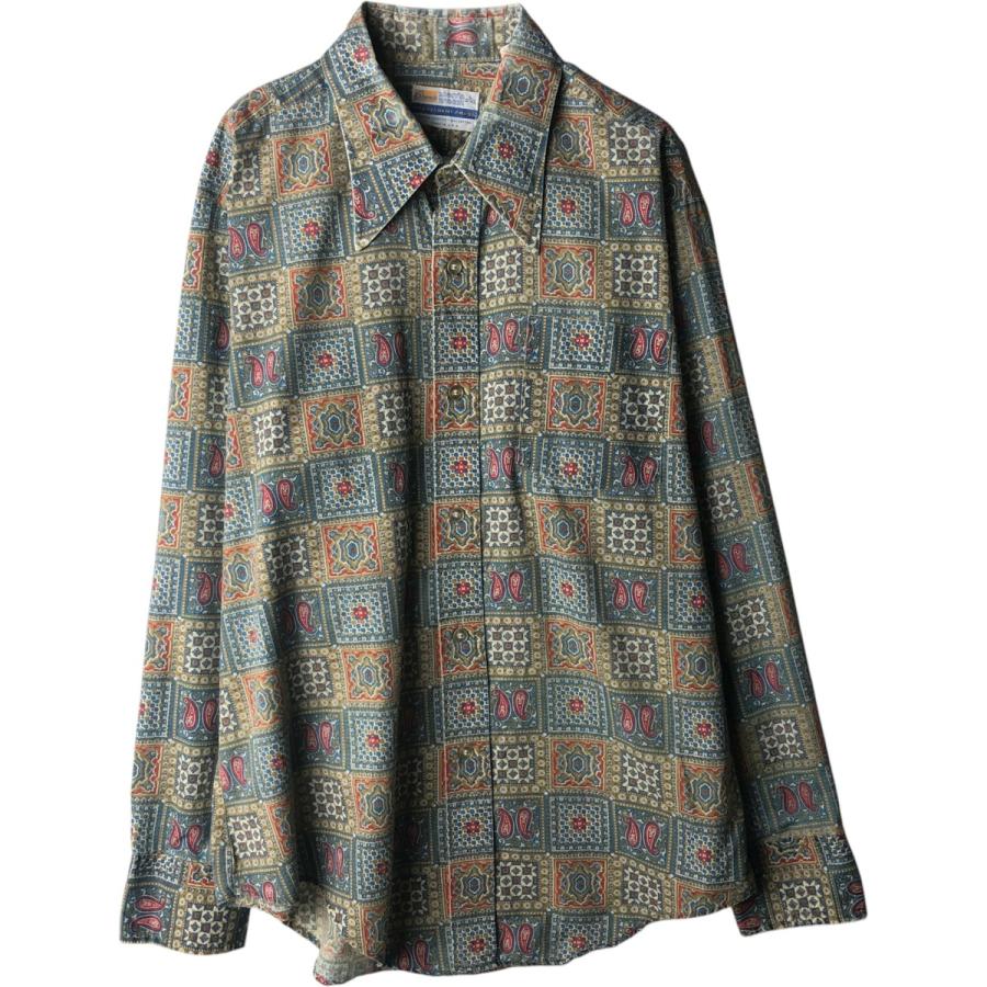 古着 Grants Men's Wear ペイズリー柄 総柄 長袖 コットンシャツ USA製
