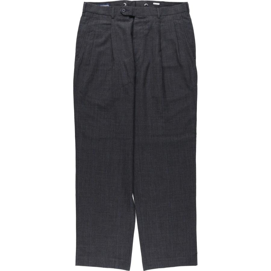 古着 00年代 ランズエンド LANDS'END チェック柄 ツータック ウール