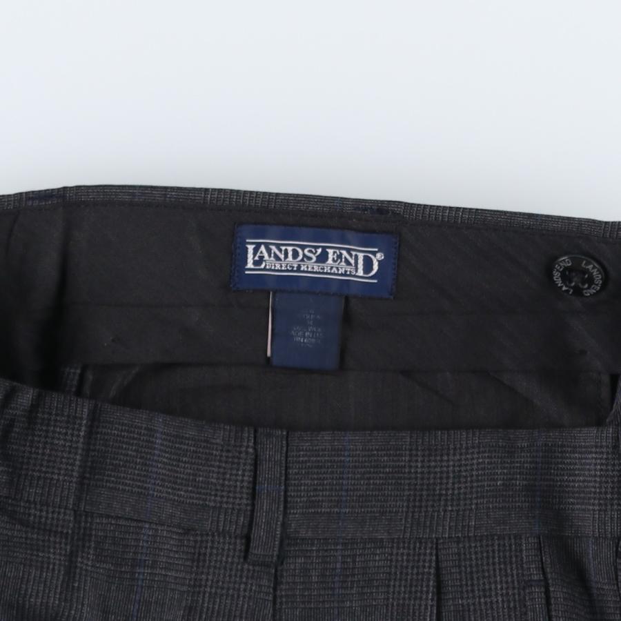 古着 00年代 ランズエンド LANDS'END チェック柄 ツータック ウール