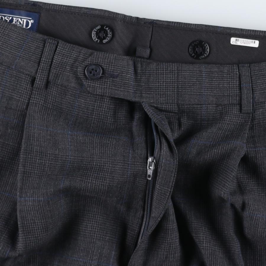 古着 00年代 ランズエンド LANDS'END チェック柄 ツータック ウール