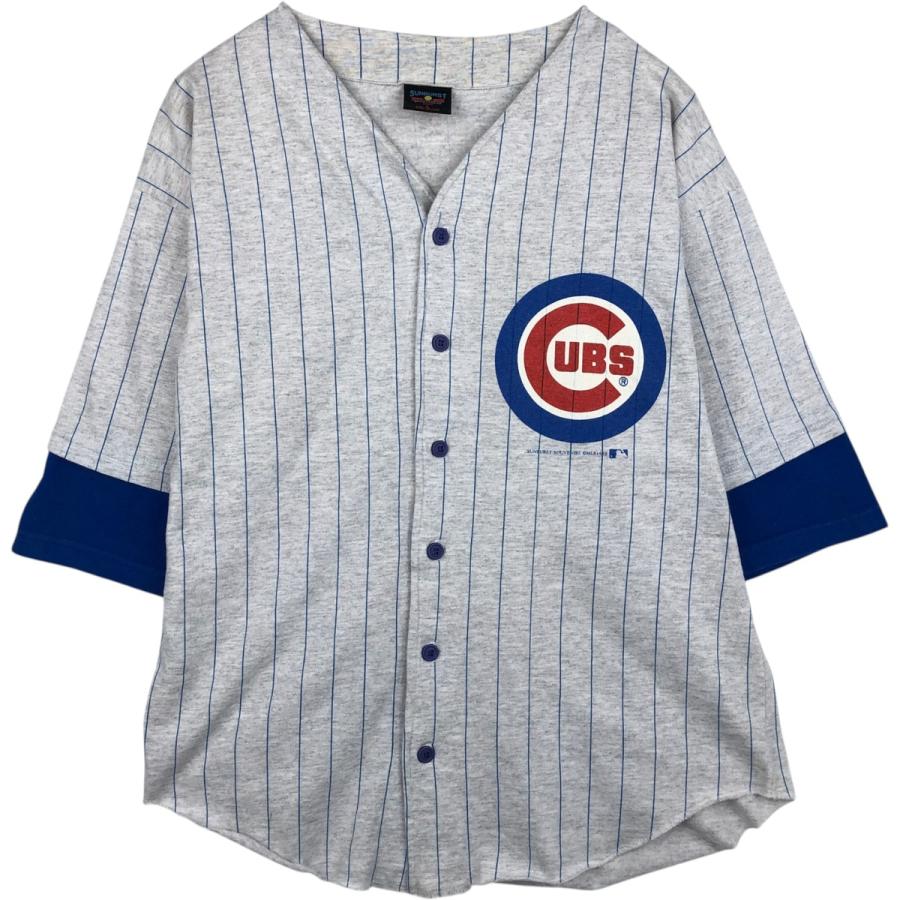 MLB】古着 メンズ 青 野球 ベースボールシャツ シカゴカブス