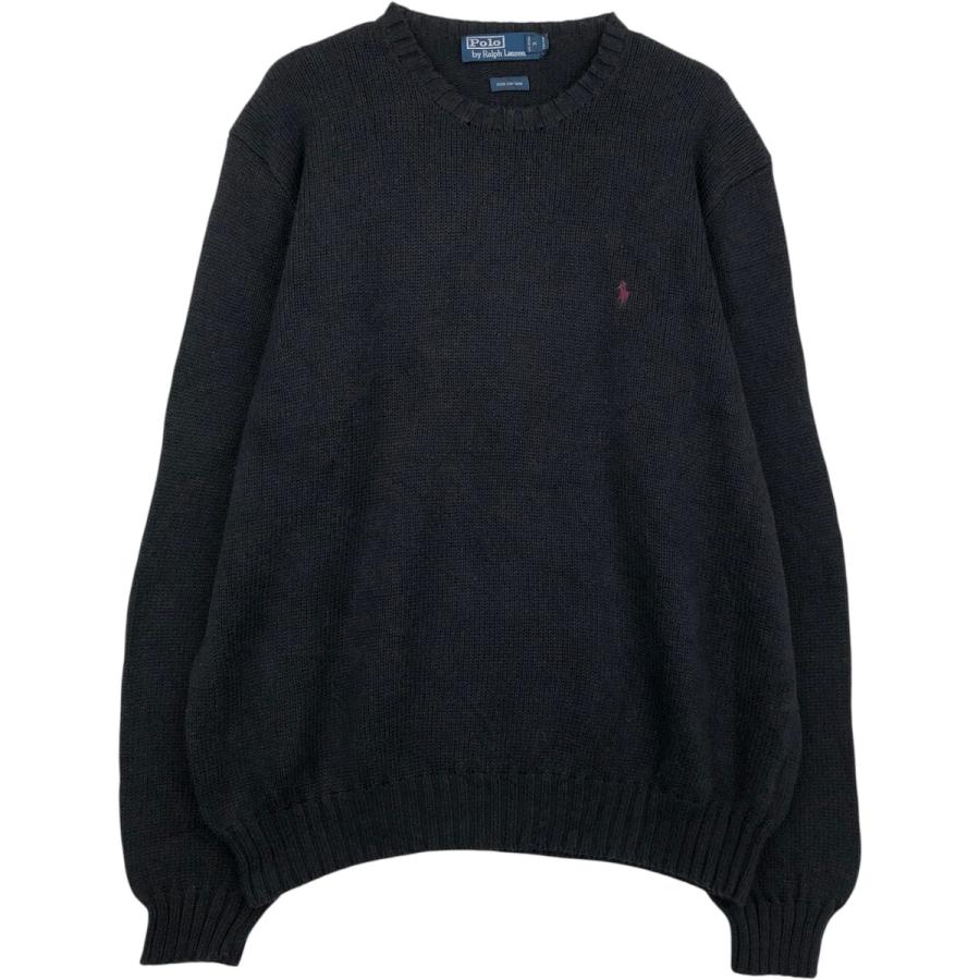 Polo Ralph Lauren ラルフローレン 古着 RLニット 黒 古着 ラルフローレン Ralph Lauren POLO by コットンニットセーター