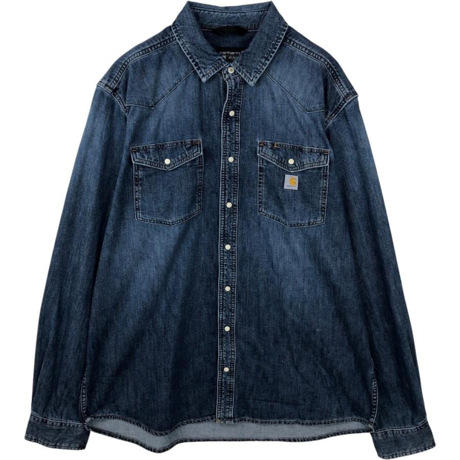 トップス 古着 カーハート Carhartt 長袖 デニム ウエスタンシャツ