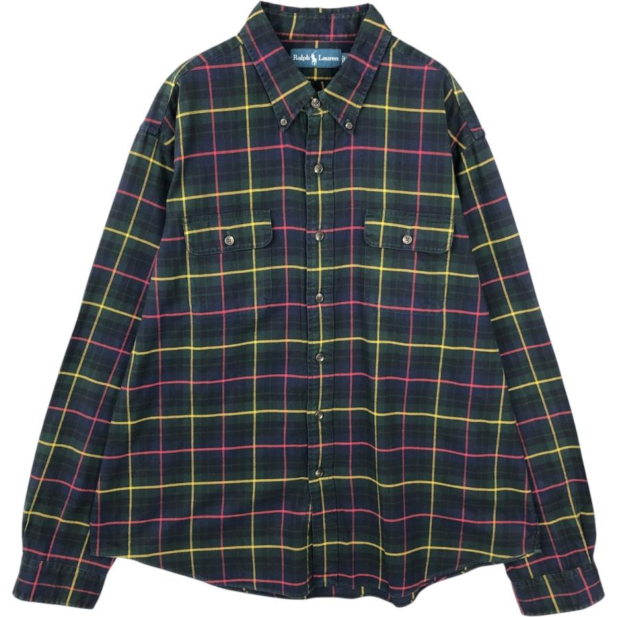古着 ラルフローレン Ralph Lauren 長袖 ボタンダウンチェックシャツ