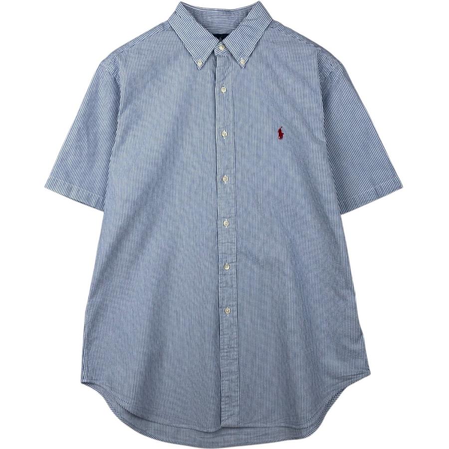 美品 ラルフローレン 現行タグ シアサッカー ストライプシャツ ボタンダウン M 古着 ラルフローレン Ralph Lauren CLASSIC FIT シアサッカー 半袖