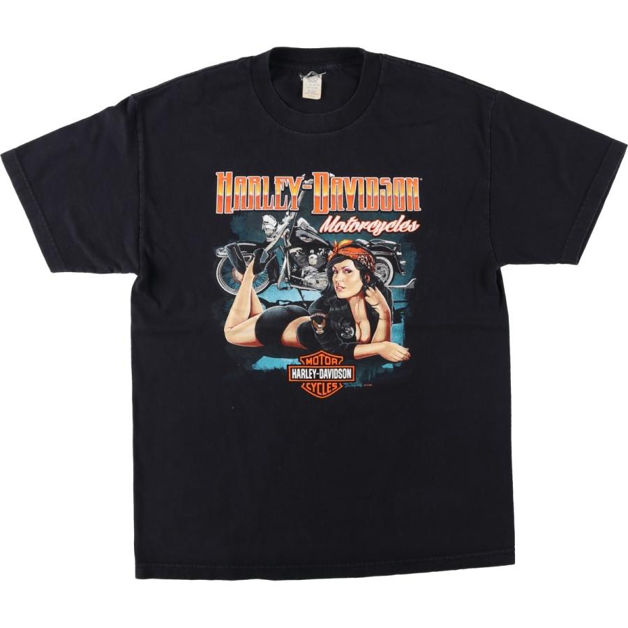古着　ハーレーダビットソン　HARLEYDAVIDSON Tシャツ　黒　ブラック 古着 ハーレーダビッドソン Harley-Davidson ピンナップガール