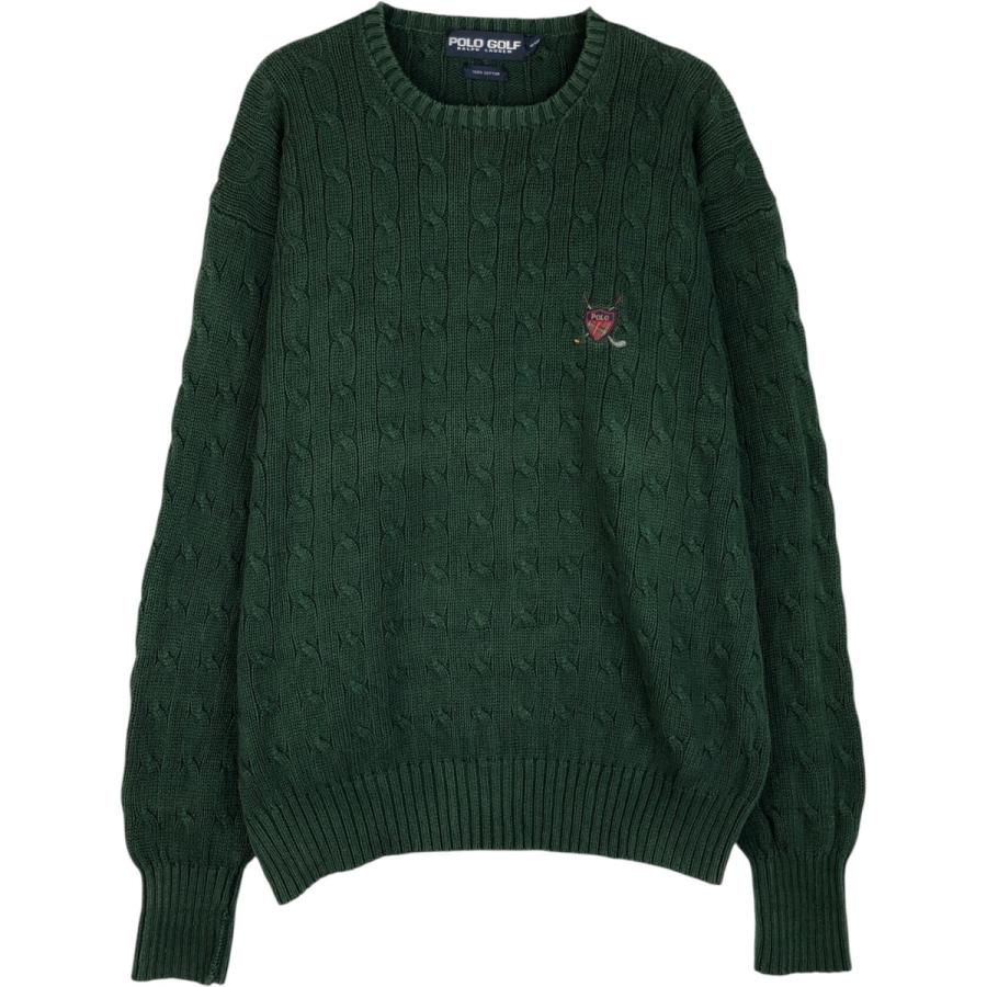 古着 ラルフローレン Ralph Lauren POLO GOLF ポロゴルフ ケーブル編み コットンニットセーター メンズL相当/eaa645929 古着 ラルフローレン Ralph Lauren POLO GOLF ポロゴルフ ケーブル編み