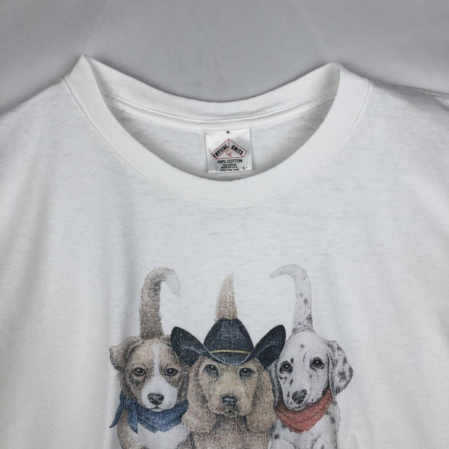 古着 90年代 CRYSTAL KNITS 犬柄 アニマルTシャツ USA製 メンズL相当 