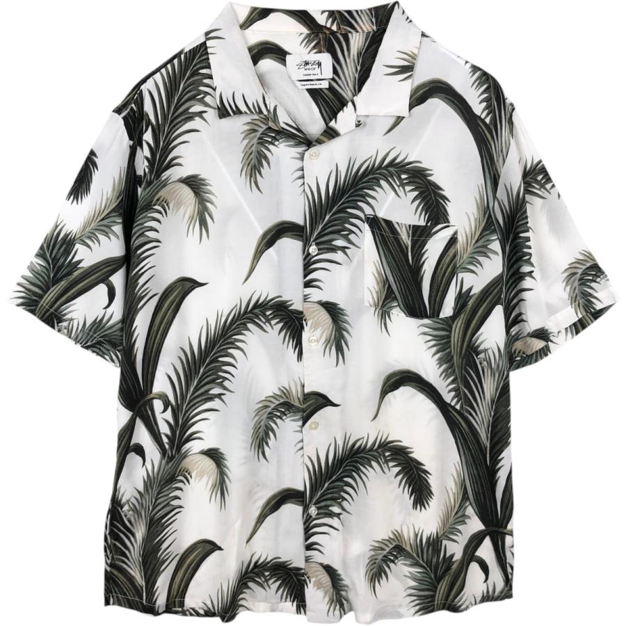 N*s様 【完売品】Stüssy フラワーアロハシャツ STUSSY（ステューシー） 古着 総柄 リーフ柄 オープンカラー レーヨン