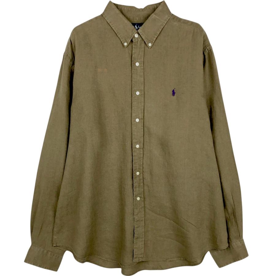 古着 ラルフローレン Ralph Lauren 長袖 リネン ボタンダウンシャツ