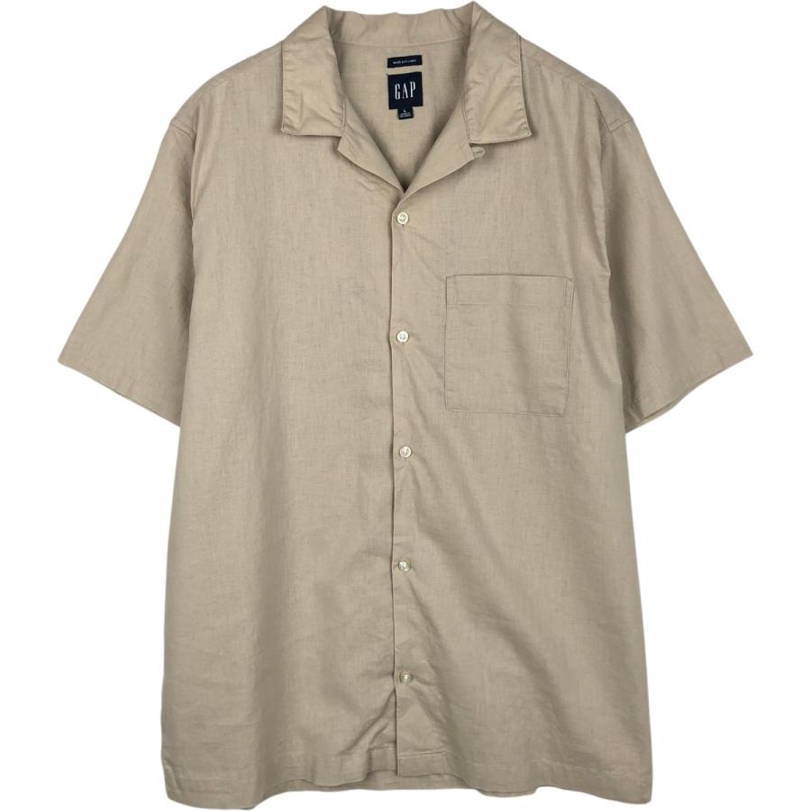古着 ギャップ GAP 半袖 オープンカラー リネンシャツ ボックスシャツ メンズL相当/eaa650794 GAP（ギャップ） 古着 半袖 オープンカラー リネンシャツ ボックス