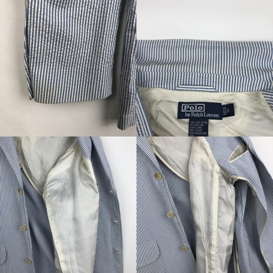 ポロラルフローレン シアサッカー テーラードジャケット ストライプ　日本製 古着 ラルフローレン Ralph Lauren POLO by ストライプ柄 シアサッカー